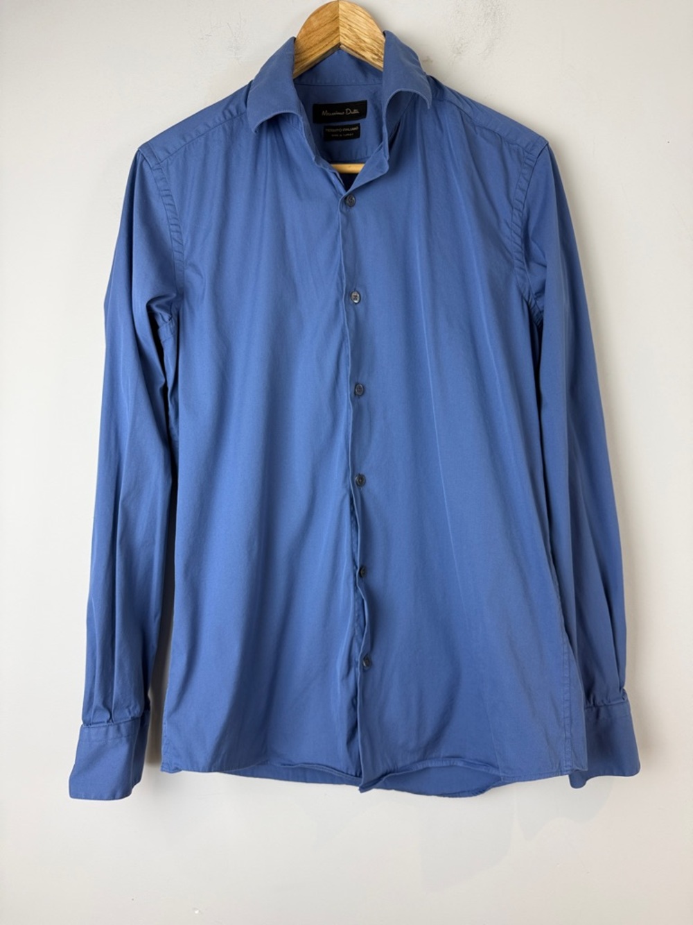 Massimo Dutti Men's Slate Blue Long-Sleeve Dress Shirt